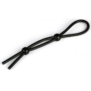 Cockring ajustable noir avec 2 boules de serrage