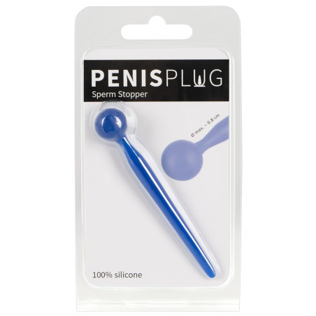 Plug pour penis STOP SPERM 8cm - Diamètre 4-8mm Bleu