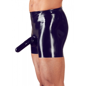 Boxer long en latex avec étuis pénien et anal