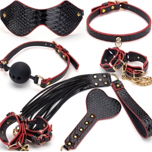 Kit BDSM 7 Pièces CAIMAN Noir-Rouge