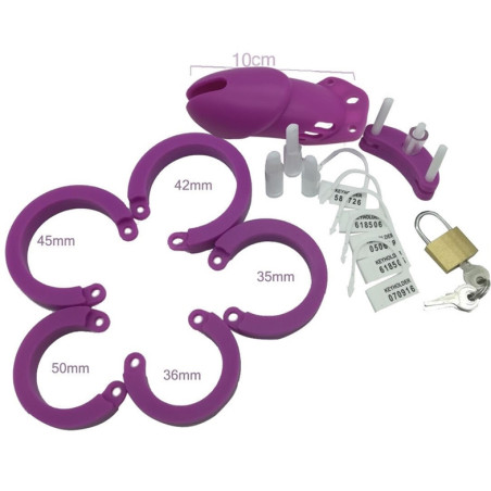 Cage de chasteté Silicone BRAN 9 x 3cm Violette