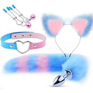 Kit Sm MIX BONDAGE Bleu-Rose 4 pièces