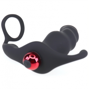 Cockring et plug vibrant KNIGHT 10 x 3.5cm