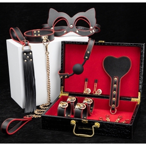 Coffret SM Bondage 8 Pièces Noir-Rouge
