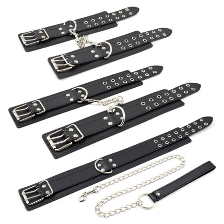 Kit Collier et Menottes DOUBLE PIN Noires