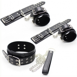 Kit Collier et Menottes DOUBLE PIN Noires
