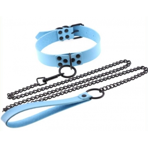 Collier-Laisse PUNK Bleu ciel