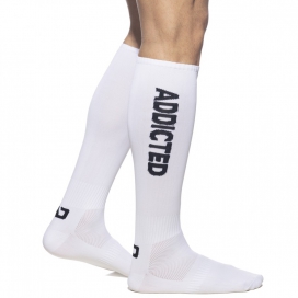 Chaussettes hautes FETISH SOCKS Blanc-Noir 2