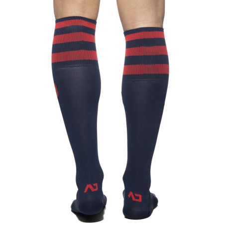 Chaussettes hautes BASIC SOCKS Marine-Rouge