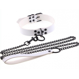 Collier-Laisse PUNK Blanc