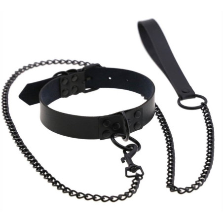 Collier Laisse PUNK Noir
