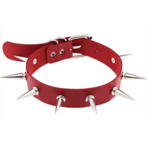 Collier à pointes PIKY LISH Rouge