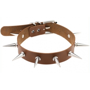 Collier à pointes PIKY LISH Marron