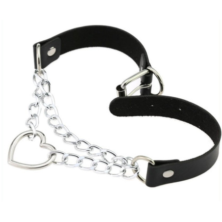 Metal Heart Collar With Chain BLACK