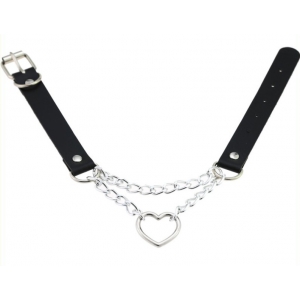 Metal Heart Collar With Chain BLACK