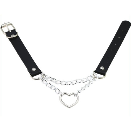 Metal Heart Collar With Chain BLACK