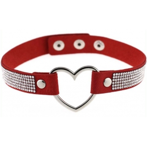 Ras de cou HEART STRASS Rouge