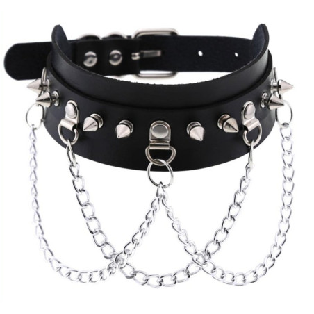 Collier à pointes PIKY Noir-Argenté