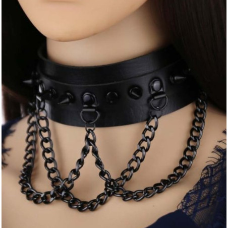 Collier à pointes PIKY Noir