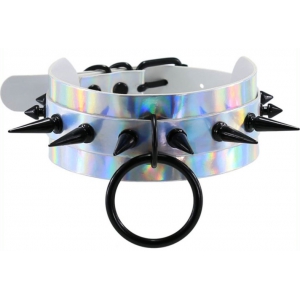 Collier à pointes STROBO LASER Argenté-Noir