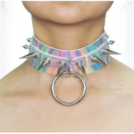 Collier à pointes STROBO LASER Argenté 2