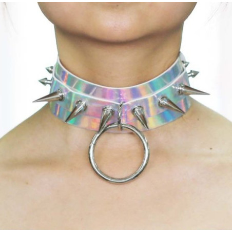 Collier à pointes STROBO LASER Argenté