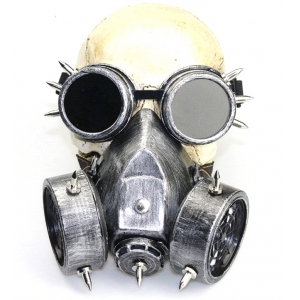 Masque à gaz et lunettes RIVETS SILVER Argenté