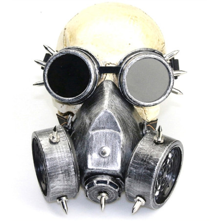 Masque à gaz et lunettes RIVETS SILVER Argenté