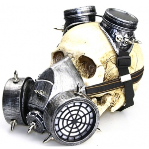 Masque à gaz et lunettes RIVETS SILVER Argenté