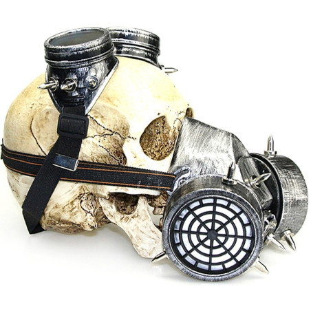 Masque à gaz et lunettes RIVETS SILVER Argenté