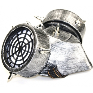 Masque à gaz et lunettes RIVETS SILVER Argenté