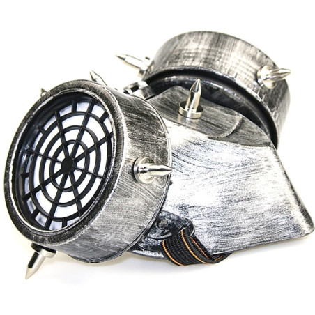 Masque à gaz et lunettes RIVETS SILVER Argenté
