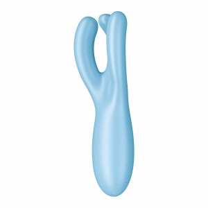 Stimulateur de clitoris connecté THREESOME 4 Satisfyer 14cm Turquoise