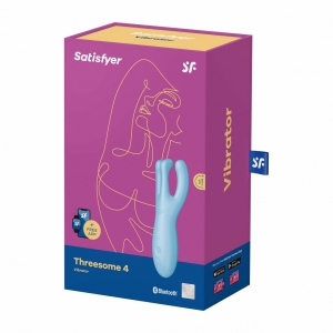 Stimulateur de clitoris connecté THREESOME 4 Satisfyer 14cm Turquoise