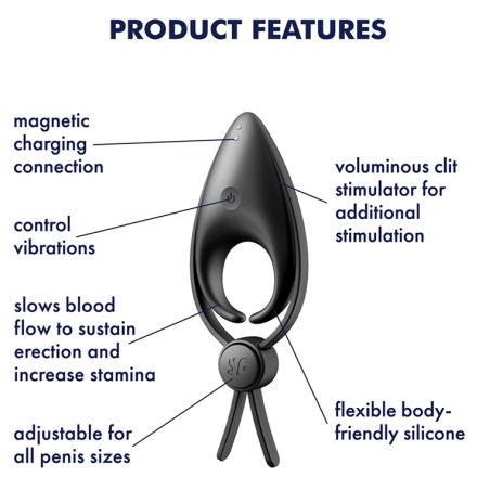 Cockring vibrant SNIPER Satisfyer 28mm Noir