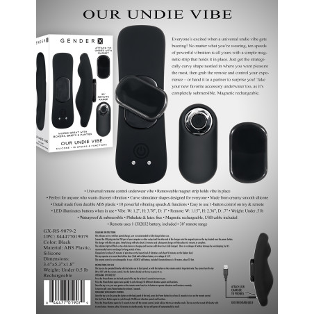 Stimulateur de clitoris télécommandé OUR UNDIE VIBE 10 Vibrations