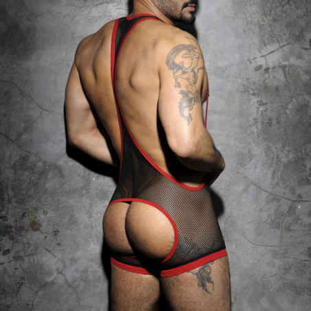Combinaison Fetish Mesh Singlet d'AD FETISH rouge