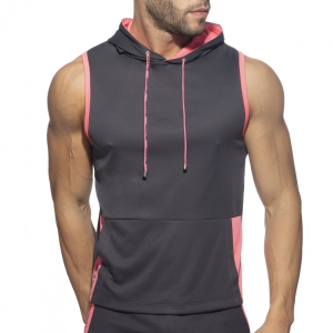 Débardeur à capuche AD HOODY Gris-Rose