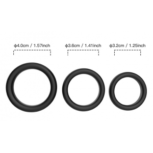 3 Cockrings en silicone SET RING UP Noirs