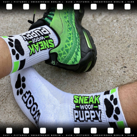 Chaussettes SNEAKFREAXX PUPPY NEON Blanc-Vert