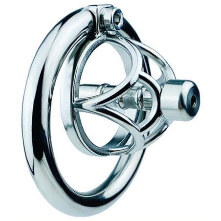 Cage de chasteté en métal avec Plug d'urètre HEXY 3 x 3.3cm
