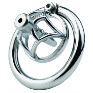 Cage de chasteté en métal avec Plug d'urètre HEXY 3 x 3.3cm