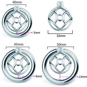 Cage de chasteté en métal avec Plug d'urètre HEXY 3 x 3.3cm