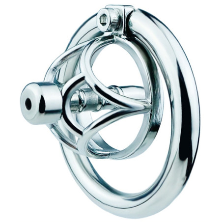 Cage de chasteté en métal avec Plug d'urètre HEXY 3 x 3.3cm