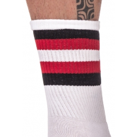 Chaussettes HALF SOCKS Stripes Blanc Noir Rouge 2