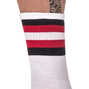 Chaussettes HALF SOCKS Stripes Blanc Noir Rouge