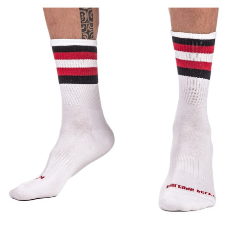 Chaussettes HALF SOCKS Stripes Blanc Noir Rouge