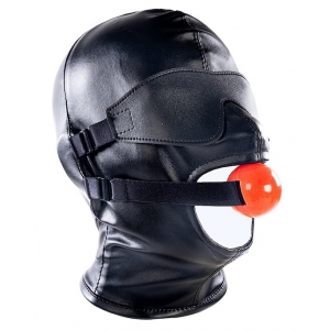 Cagoule SM avec Bâillon et masque SUBFULL Noire