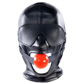 Cagoule SM avec Bâillon et masque SUBFULL Noire 2