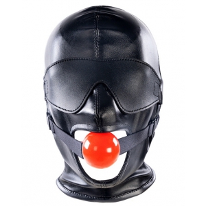 Cagoule SM avec Bâillon et masque SUBFULL Noire